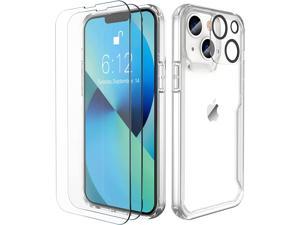 Compatible for iPhone 13 Case with 2 Tempered Glass Screen Protector and 1 Back Camera Protector,Shockproof Soft TPU Silicon Frame Anti Scratch Hard PC Back Case for iPhone 13 Cover 6.1'Clear