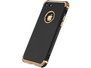 iPhone 8 Case, iPhone 7 Case, Luxury 3 in 1 Electroplated Ultra Thin Slim Fit Soft Cover Case for iPhone 8 / iPhone 7 (Black)