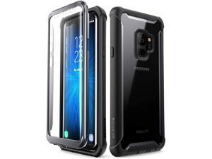 i-BLASON Samsung Galaxy S9 case, Full-Body Rugged Clear Bumper Case with Built-in Screen Protector (Black)