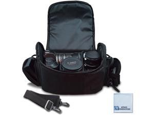 Large Digital Camera/Video Padded Carrying Bag/Case for Nikon, Sony, Pentax, Olympus Panasonic, Samsung, and Canon DSLR Cameras + eCostConnection Microfiber Cloth