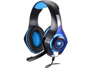 Gaming Headset for PS4 Games Xbox One Nintendo Switch Headset with Noise Cancelling Microphone Soft Earmuffs 3.5mm Stereo Over-Ear Gaming Headphones Wired for Playstation 4, Laptop, PC (Blue)
