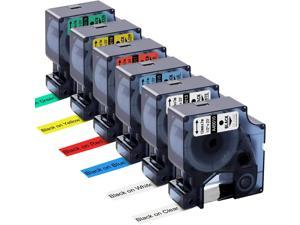 Compatible DYMO D1 Label Tape 45013 45010 45016 45017 45018 45019 Label Maker Tape D1 Refills, for DYMO LabelManager 160 280 420P PnP 220P 360D 450 210D Labeler, 1/2 Inch x 23 Feet(12mm x 7m), 6-Pack