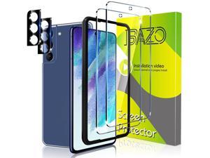 [2+2 Pack] BAZO Compatible for Samsung Galaxy S21 FE 5G Screen Protector Tempered Glass and Camera Lens Protector,[Not for Samsung S21 5g] Anti-Scratch,9H Hardness,[Install Frame],Fingerprint Support