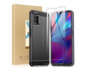 Screen Protector and Case with Compatible Samsung Galaxy A03S Case and Screen Protector, 2 Pack Screen Protector and 1 Black Case for Samsung A03S