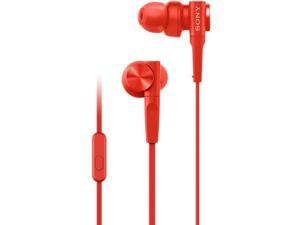 Sony MDR-XB55AP Extra BASS in-Ear Headphones with Microphone, Red
