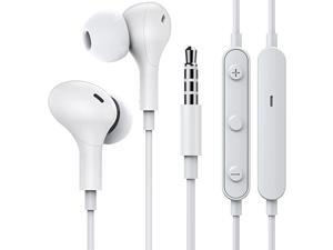 Earbuds Earphones Wired Headphones in Ear Noise Isolating 3.5mm Wired Earbuds with Microphone Volume Control Compatible with Samsung Galaxy iPhone Moto Android Phones Laptop MP3 MP4 Computer (White)
