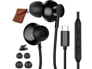 USB C Headphones, in-Ear USB C Earphones with Microphone HiFi Stereo Headset Noise Cancelling Wired Earbuds for Samsung S22 Ultra S21 FE S20 Ultra 5G Z Flip3 iPad Air 4 5 Google Pixel 6 OnePlus 9 Pro
