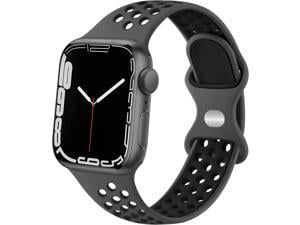 M Sport Bands Compatible with for Apple Watch Band 38mm 42mm 40mm 44mm 41mm 45mm Women Men Soft Silicone Breathable Replacement Straps Compatible with for iWatch SE Series 7 6 5 4 3 2 1 42mm
