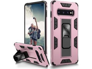 for Samsung S10 Case 6.1 inch Heavy Duty Protective Military Grade Dual Layer Shockproof Galaxy S10 Case Built-in Kickstand Magnetic Slim Phone Case for Samsung Galaxy S10(Rose Gold)
