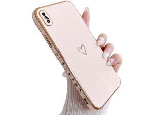 YKCZL Compatible with iPhone Xs Max Case Cute, Luxury Plating Edge Bumper Case with Full Camera Lens Protection Cover for iPhone Xs Max for Women Girl (Pink)