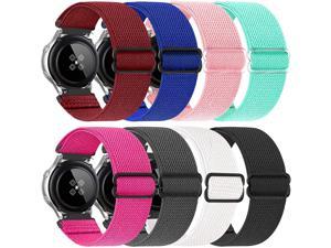 20mm Elasticity Sports Nylon Band,Suitable for Samsung Galaxy Watch 3 41mm/Galaxy Watch 42mm/Active 2 40mm 44mm/Gear S2 Classic/Garmin Vivoactive 3/Ticwatch,Women and Men Replacement Band 8 packs