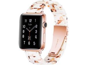 Light Apple Watch Band - Fashion Resin iWatch Band Bracelet Compatible with Stainless Steel Buckle for Apple Watch Series 6 Series SE Series 5 Series 4 Series 3 Series 2 1 (Nougat White, 38mm/40mm)