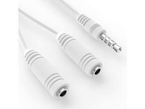 Headphone Splitter Jack, 3.5mm Audio Stereo Y Splitter Cable, Dual Headphone 2-Female Port Headphones Jack Adapter Compatible with PS4, Switch, Laptop, PC ,Tablet (White)