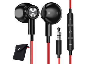 3.5mm Headphones with Microphone, Wired Earbuds with Mic in-Ear Headphones Powerful Bass Wired Earphones Compatible with iPhone SE 6 6s Plus Samsung A71 A52 A12 A32 S10 S9 S8 LG Moto Laptops