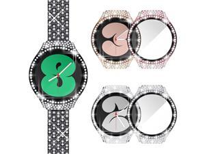 [5-Pack] Compatible with Samsung Galaxy Watch 4 40mm Bling Case with Screen Protector Full Diamonds Cover Hard PC Bumper Frame (Watch 4 40mm, 5 Colors)