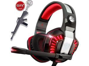 Gaming Headset for Xbox One,PS4,PC,Laptop,Tablet with Mic,Pro over Ear Headphones,Two Free 3.5mm Y Splitter,Noise Canceling,USB Led Light,Stereo Bass Surround for kids,Mac,Smartphones
