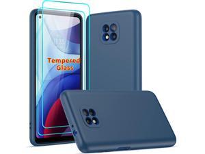 for Motorola Moto G Power 2021 Case with [2 x Tempered Glass Screen Protector], Full-Body Shockproof Soft Liquid Silicone Hybrid Protective Phone Case for G Power 2021 Blue