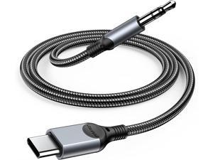 USB C to 3.5mm Audio Aux Jack Cable[4ft], Type C Adapter to 3.5mm Headphone Stereo Cord Car for iPad Pro 2018 Samsung Galaxy S21 S20 Ultra Note20 10+ Google Pixel 3 2XL Oneplus Huawei HTC-Grey