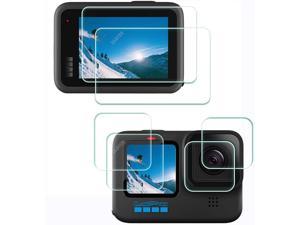 Glass Screen Protector for GoPro Hero 10 Hero10 Black LCD + lens + Small Display [2+2+2Pack], 9H Hardness Tempered Glass Saver,Anti-Scrach Anti-Bubble