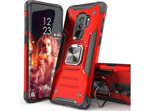 Galaxy S10 Plus Case, Hybrid Drop Test Cover with Card Mount Kickstand Slim Fit Protective Phone Case for Samsung Galaxy S10 Plus (Red)