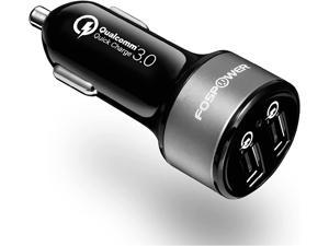 USB Car Charger UL Listed 36W Fast Charging Qualcomm 3.0 Quick Charge Dual USB Smart Ports with LED Light Compatible with iPhone 12, Google Pixel 5, Samsung Galaxy S21, and More