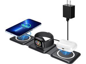Wireless Charger 3 in 1, Magnetic Foldable Wireless Charging Station for iPhone 13/12/11 Pro Max/X/Xs Max/8/8 Plus, AirPods 3/2/pro, iWatch Series 7/6/5/SE/4/3/2, for Samsung Phones(Black)