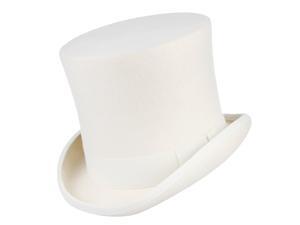 GEMVIE Men 100% Wool White Mad Hatter Hat Satin Lined Top Hats 4 Hat Circumference Sizes Heigh 6.69 Inches GEMVIE Men 100% Wool White Mad Hatter Hat Satin Lined Top Hats 4 Hat Circumference Sizes Heigh 6.69 Inches