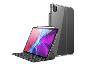 i-Blason Halo Series Case for New iPad Pro 12.9 Inch (2021/2020/2018 Release), [ONLY for Use with Smart Keyboard Folio & Official Smart Folio] Clear Protective Case with Pencil Holder (Black)