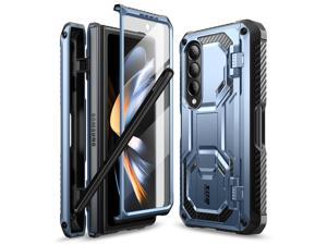 iBlason Armorbox Case for Samsung Galaxy Z Fold 4 Case 5G 2022 Release with Pen Holder  Kickstand Full Body Protective Bumper Case with Builtin Screen Protector Blue