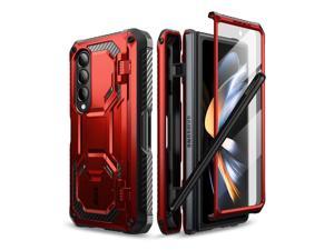 iBlason Armorbox Case for Samsung Galaxy Z Fold 4 Case 5G 2022 Release with Pen Holder  Kickstand Full Body Protective Bumper Case with Builtin Screen Protector Red