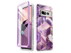 i-Blason Cosmo Series for Google Pixel 7 Pro Case (2022), Slim Full-Body Stylish Protective Case with Built-in Screen Protector (Ameth) Purple