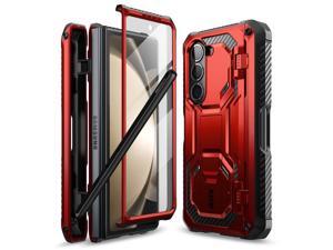 iBlason Armorbox Designed for Samsung Galaxy Z Fold 5 Case 2023 Release with Pen Holder  Kickstand Full Body Protective Bumper Case with Builtin Screen Protector Red
