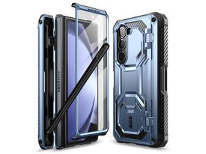 iBlason Armorbox Designed for Samsung Galaxy Z Fold 5 Case 2023 Release with Pen Holder  Kickstand Full Body Protective Bumper Case with Builtin Screen Protector Blue