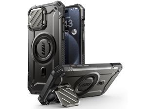 SUPCASE UB Mag XT for iPhone 15 Pro Case 61 with Camera Cover Compatible with MagSafe Heavy Duty Rugged Case with Builtin Kickstand Black