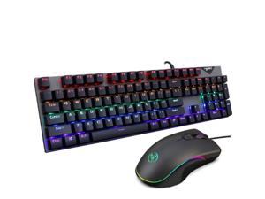 D7YC 104-key Wired Mechanical Keyboard Mouse Headset Kit Keyboards Gaming Mouse for Gamers Laptop Computer PC Games