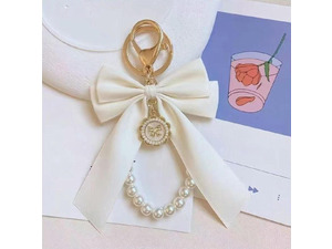 Faux Pearl Bow Keychain Cute