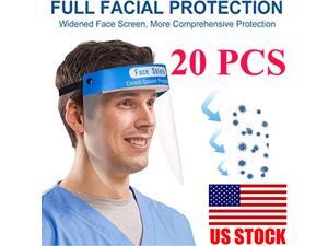 20PCS Face Shield Anti-fog Full Safety Face Shield, Universal Reusable Face Protective Visor for Eye Head Protection, Anti-Spitting Splash Facial Cover Women Men Unisex 20PCS Face Shield Anti-fog Full Safety Face Shield, Universal Reusable Face Protective Visor for Eye Head Protection, Anti-Spitting Splash Facial Cover Women Men Unisex