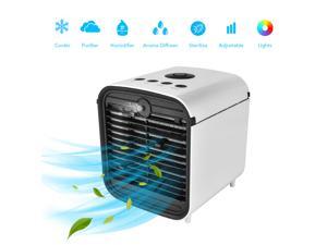 Portable air cooler, 5-in-1 mini air cooler with LED lights and purifier, personal air cooler for outdoor travel in homes and offices Portable air cooler, 5-in-1 mini air cooler with LED lights and purifier, personal air cooler for outdoor travel in homes and offices