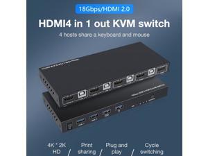 HDMI KVM Switch 4 In 1 Out HDMI 2.0 Switcher HDCP 2.2 USB Hub Connect Switch For Laptop For PS4 For PS3 And For Nintendo Switch HDMI KVM Switch 4 In 1 Out HDMI 2.0 Switcher HDCP 2.2 USB Hub Connect Switch For Laptop For PS4 For PS3 And For Nintendo Switch