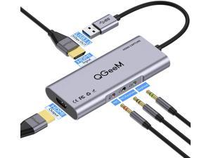 QGeeM HDMI Capture Card, Game Capture Card, Adapter 1080P 60fps Live Video Capture Card, Full HD Video/Audio Recording Box, compatível com PC, Mac OS, Linux