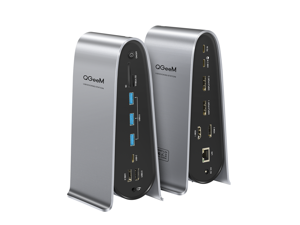 QGeeM 4K Quadruple Display Laptop Docking Station with Charging for Specific Windows Type C and Thunderbolt 3 Systems,USB Docking Station