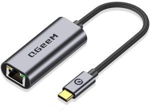 USB C to Ethernet Adapter, QGeeM USB Type C to Ethernet Gigabit Adapter, Thunderbolt 3 to RJ45 LAN Network Portable Cable Adapter Compatible with MacBook Pro/Air,iPad Pro,Dell XPS