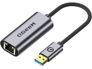 QGeeM USB Ethernet Adapter,USB 3.0 to 10/100/1000 Gigabit Ethernet LAN Network Adapter Compatible for MacBook Air/Pro,Surface Pro,iMac,Vista,Notebook PC with Windows7/8/10, XP