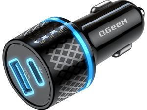 USB C Car Charger Adapter,QGeeM 42.5W 2 Port Fast Car Charger with Power Delivery & Quick Charge 3.0 Compatible with iPhone12/12 Pro/Max/12 Mini/iPhone 11/Pro/Max/XR/XS/Max/8/8P,iPad Pro 2020,MacBook