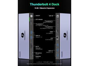 QGeeM Thunderbolt 4 Dock, 16 in 1 Universal USB C Docking Station Dual Monitor 4K@60Hz or Single HDMI 8K, 130W Power, 3xThunderbolt 4/USB 4 for 40Gb/s Data Transfer, Compatible with MacOS & Windows
