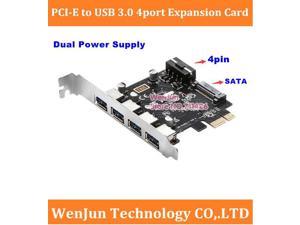 LFJNET 5Gbps 4-Port USB3.0 PCI-E Expansion Card Adapter PCI Express USB 3.0 Driver for PCIe X1 X4 X8 X16 Port for Win 7/8/10 