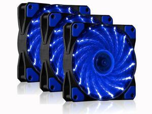Vicabo Kit 3 Packs 120mm PC Cooling Computer Silent 15 LEDs Case Fan Heatsink Cooler Cooling w/ Anti-Vibration Rubber, 120mm Fan, 12VDC, Molex 4pin, Blue LED Lights (3pcs) Vicabo Kit 3 Packs 120mm PC Cooling Computer Silent 15 LEDs Case Fan Heatsink Cooler Cooling w/ Anti-Vibration Rubber, 120mm Fan, 12VDC, Molex 4pin, Blue LED Lights (3pcs)