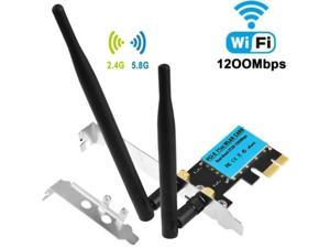 Vicabo AC1200 802.11AC PCI Express WiFi Adapter 1200Mbps Dual Band Wireless Network PCIe Card (2.4Ghz/5Ghz), 2x 5dBi External High Gain Antennas for Desktop PC, Supports Windows 10 / 8.1 / 8/ 7