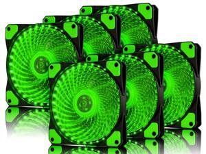Vicabo 6 Packs 120mm PC Computer 16dB Ultra Silent 33 LEDs Case Fan Heatsink Cooler Cooling w/ Anti-Vibration Rubber, 12CM Fan, 12VDC 3/4 pin, Green LED Lights (6pcs) Vicabo 6 Packs 120mm PC Computer 16dB Ultra Silent 33 LEDs Case Fan Heatsink Cooler Cooling w/ Anti-Vibration Rubber, 12CM Fan, 12VDC 3/4 pin, Green LED Lights (6pcs)