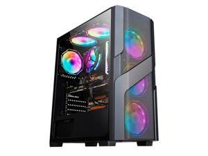 Vicabo BUYEAD T99B ATX Mid Tower Gaming PC Computer Case Mesh Front Panel, Tempered Glass Side Panel, Top Dust Filter, Micro ATX/ATX/ITX, Black Desktop Case